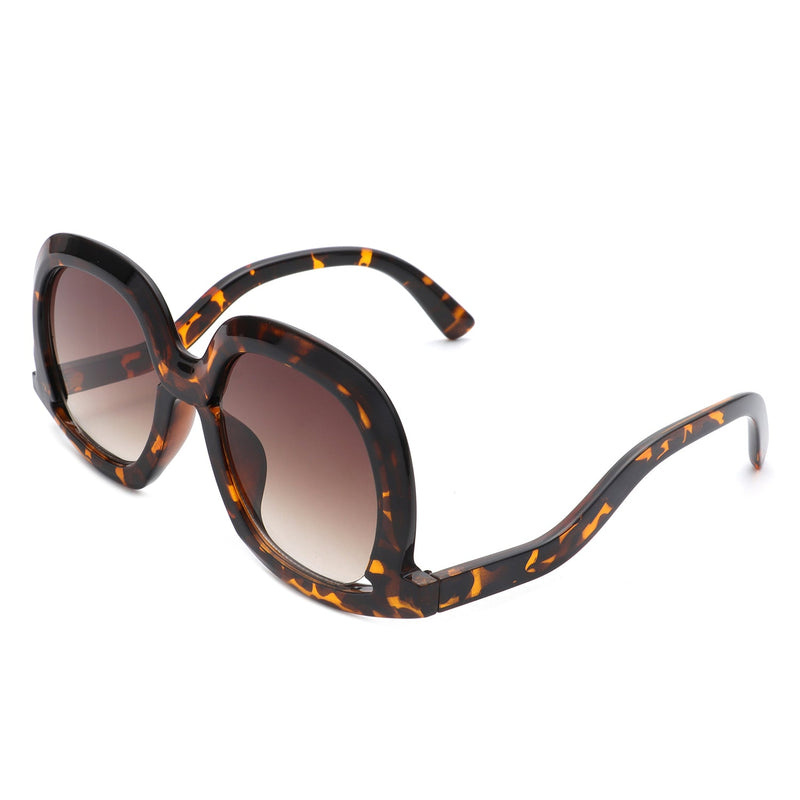 Lumisilk - Women Round Oversize Geometric Irregular Fashion Sunglasses-0