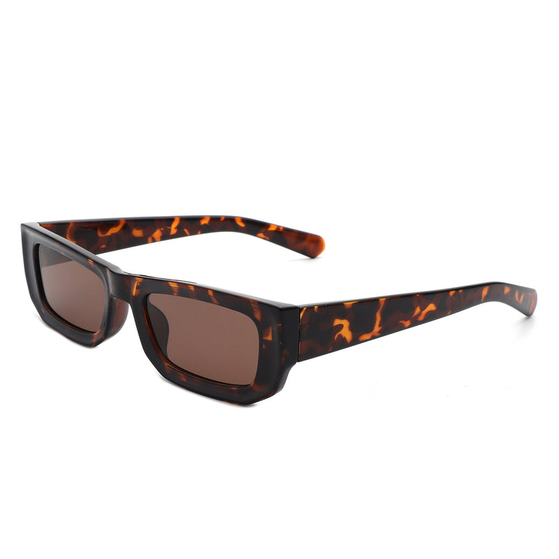 Alabaste - Rectangle Narrow Flat Top Fashion Tinted Slim Sunglasses-2