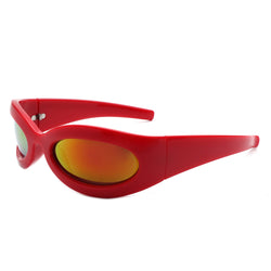 Albion - Oval Wrap Around Retro Round Fashion Sunglasses-2