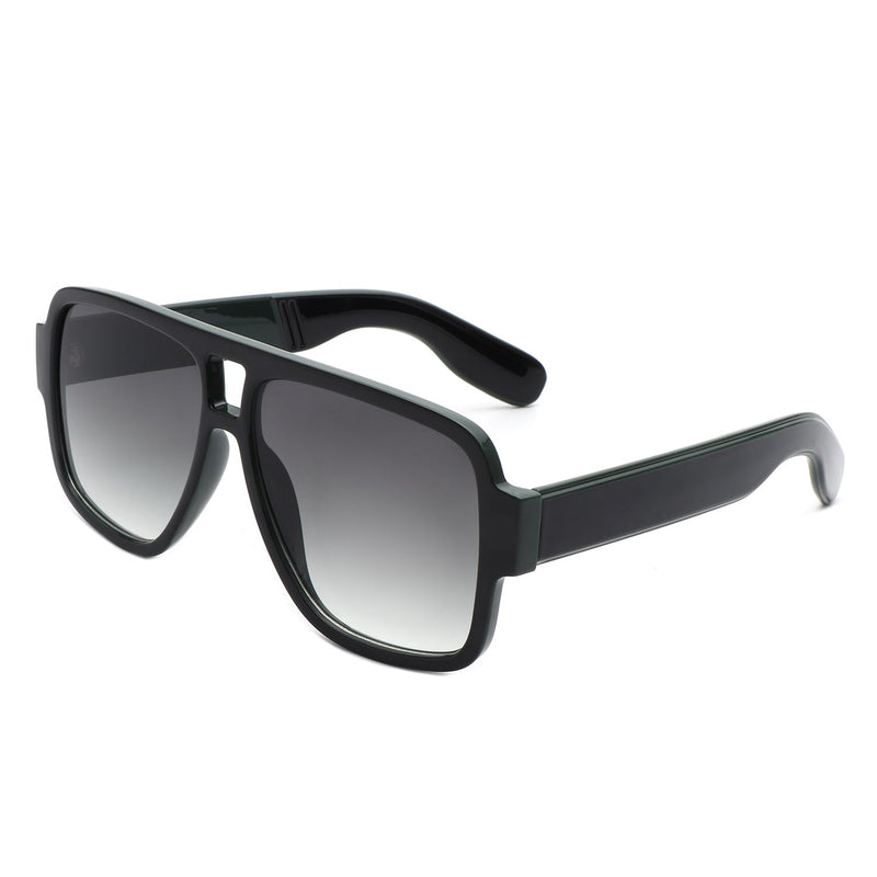 Stardawn - Retro Square Oversize Flat Top Tinted Aviator Sunglasses-3