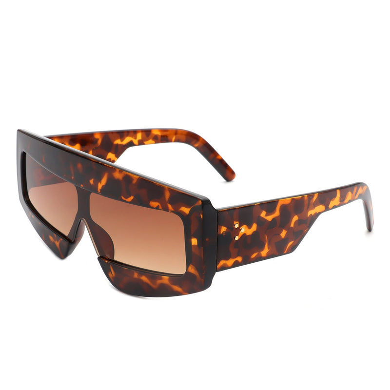 Celestia - Rectangle Chunky Oversize Square Tinted Flat Top Sunglasses-2