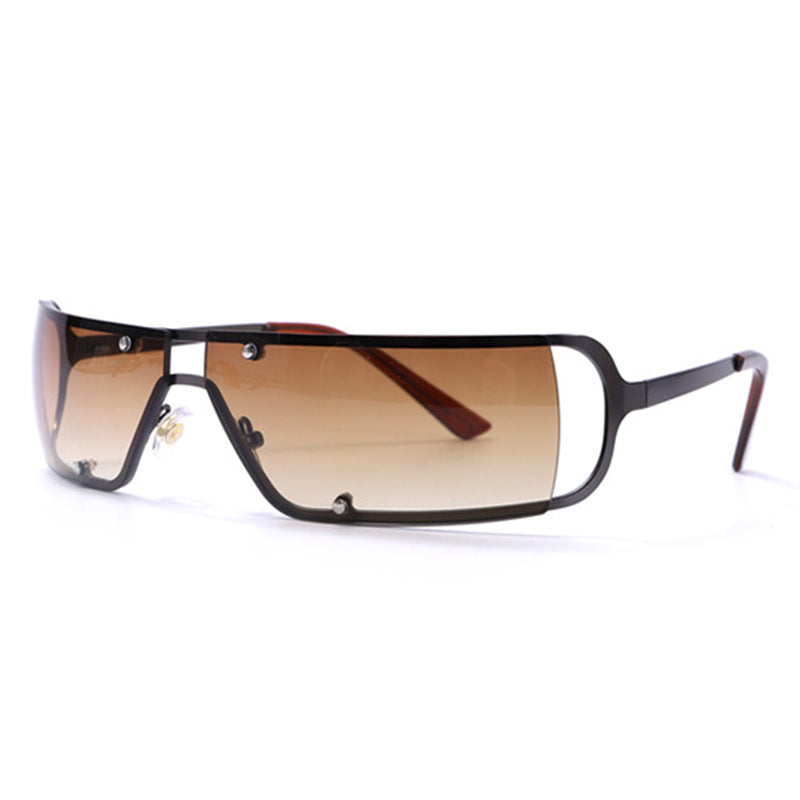 Ustia - Rectangle Narrow Tinted Wraparound Fashion Sunglasses-2