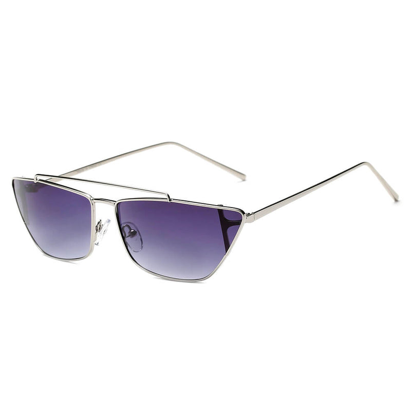 ESTEVAN | Women Metal Retro Flat Lens Rectangular Sunglasses-6