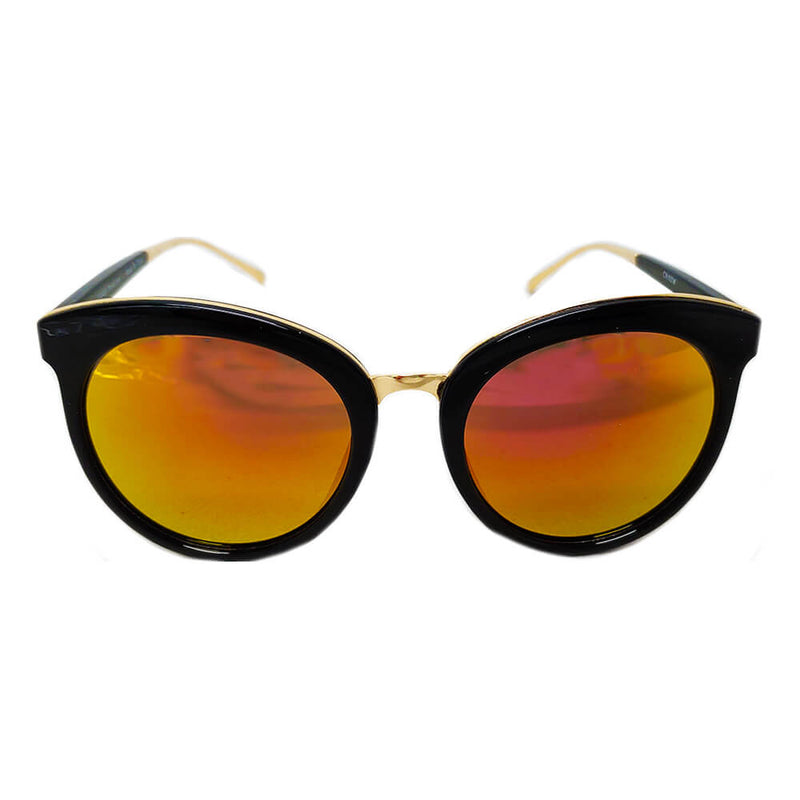 NORTH | Women's Oversized Round Mirrored Lens Horned Rim Sunglasses-9