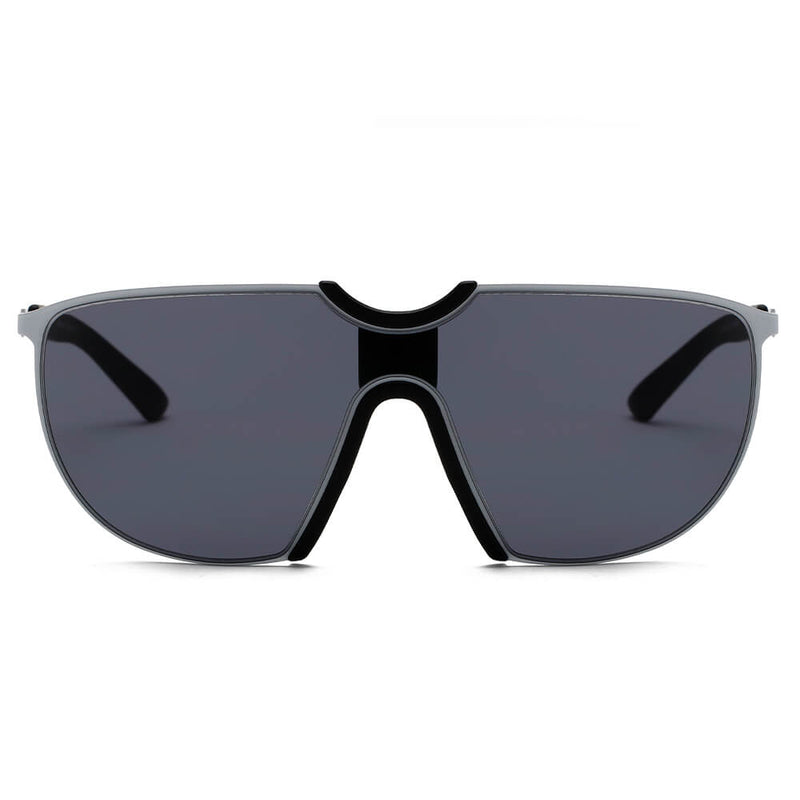 MACON | Large Oversized Unisex Single Lens Aviator Fashion Sunglasses-1