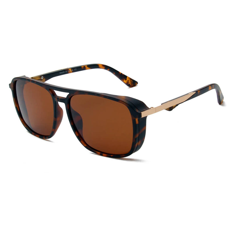 NAPA | Retro Vintage Flat Brow Bar Polarized Square Fashion Sunglasses-2
