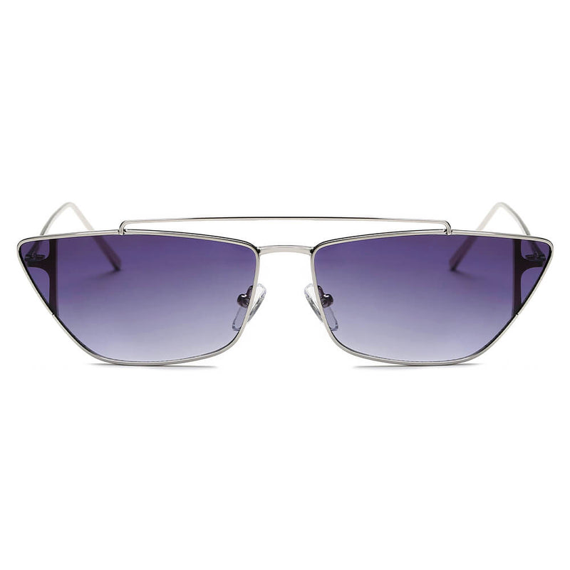ESTEVAN | Women Metal Retro Flat Lens Rectangular Sunglasses-7