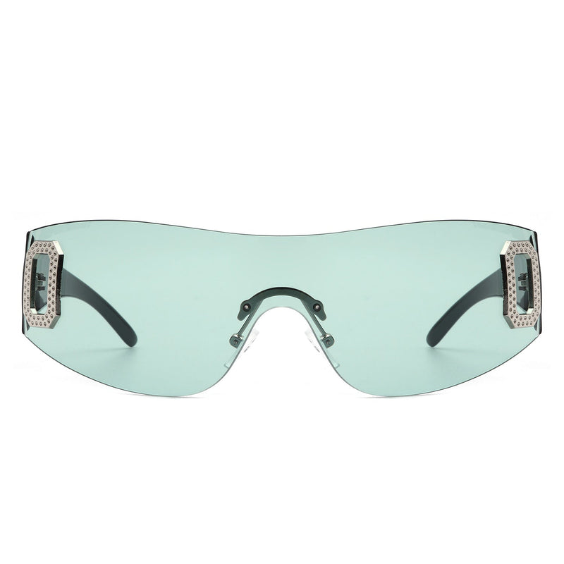 Havoc - Rectangle Rimless Sleek Wrap Around Women Fashion Sunglasses-1