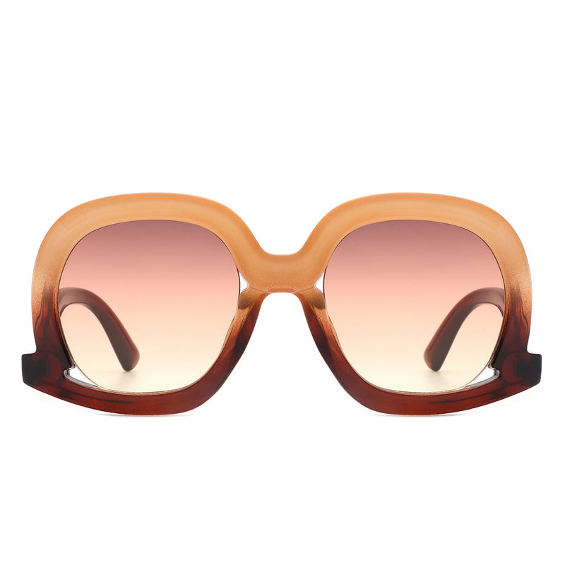 Lumisilk - Women Round Oversize Geometric Irregular Fashion Sunglasses-4