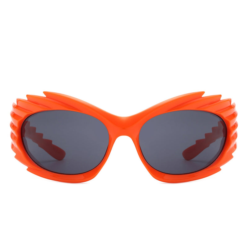 Sparkify - Wrap Around Oval Spike Oversize Fashion Sunglasses-4