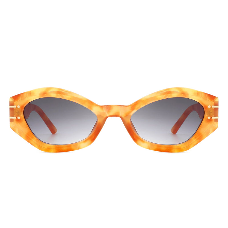 Elysiant - Geometric Oval Slim Fashion Round Cat Eye Sunglasses-5