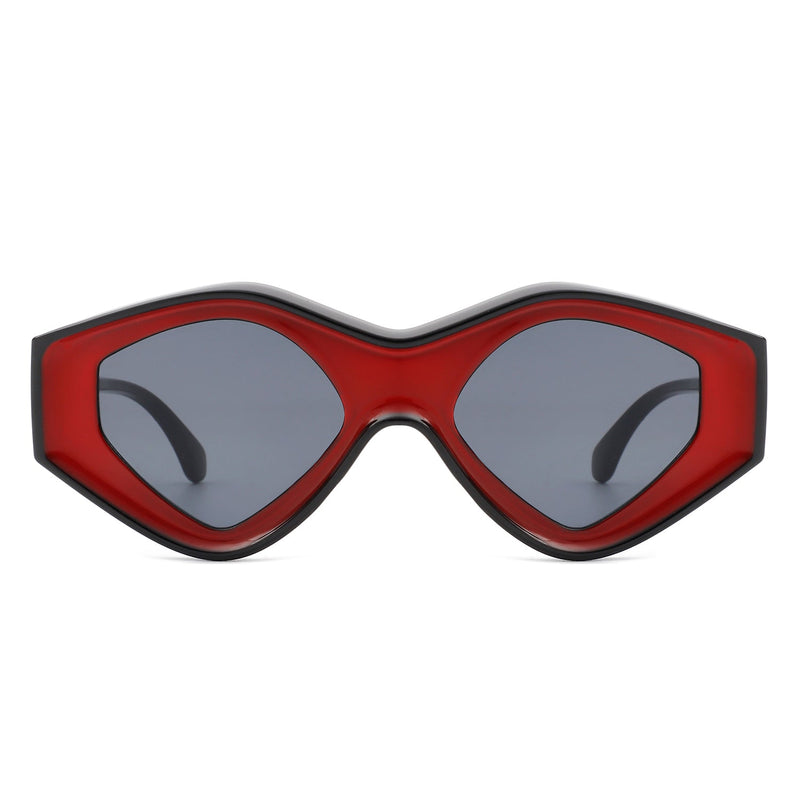 Rosedawn - Futuristic Square Retro Chunky Irregular Geometric Sunglasses-7