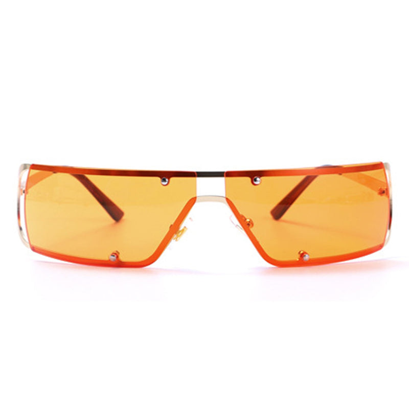Ustia - Rectangle Narrow Tinted Wraparound Fashion Sunglasses-5