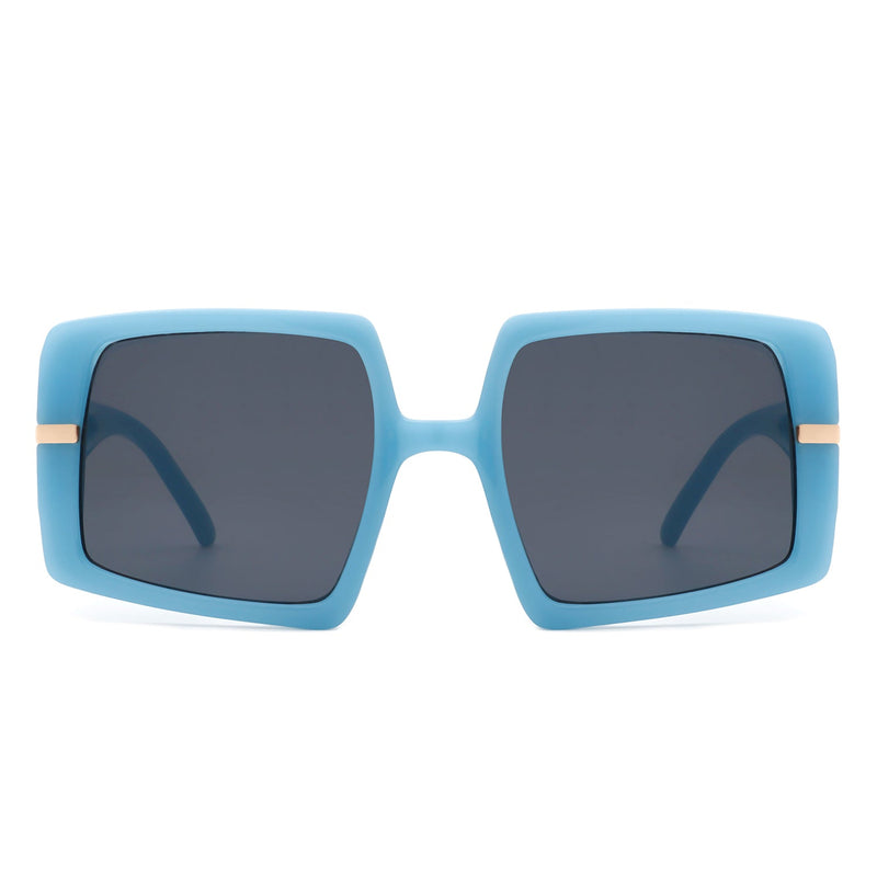 Jasmoria - Oversize Square Geometric Irregular Flat Top Women Sunglasses-1