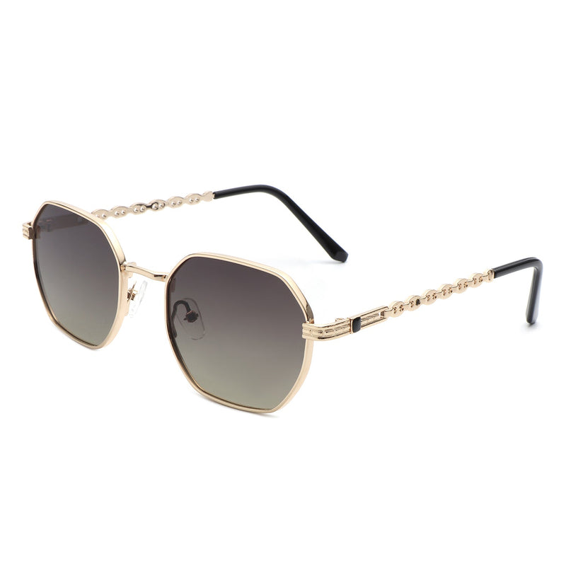 Mythique - Geometric Round Tinted Chain Link Design Sunglasses-7