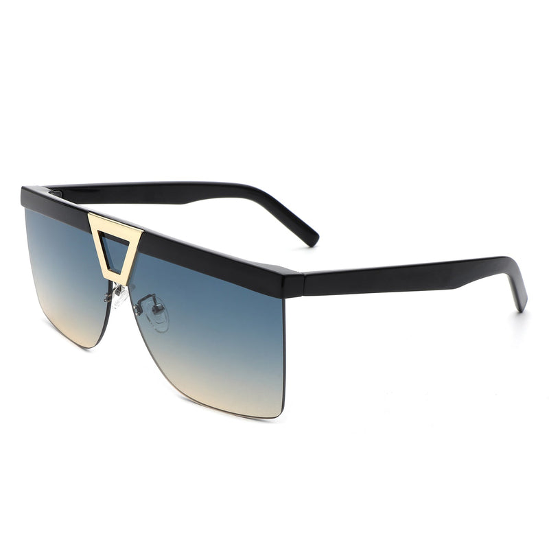 Starview - Oversize Half Frame Tinted Fashion Square Sunglasses-5