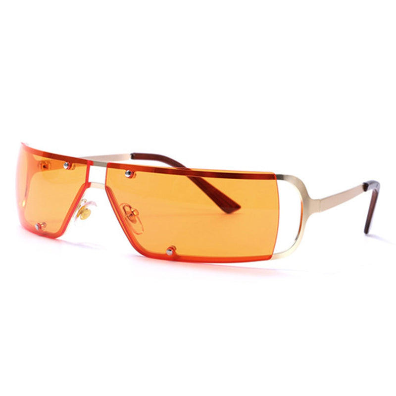 Ustia - Rectangle Narrow Tinted Wraparound Fashion Sunglasses-4