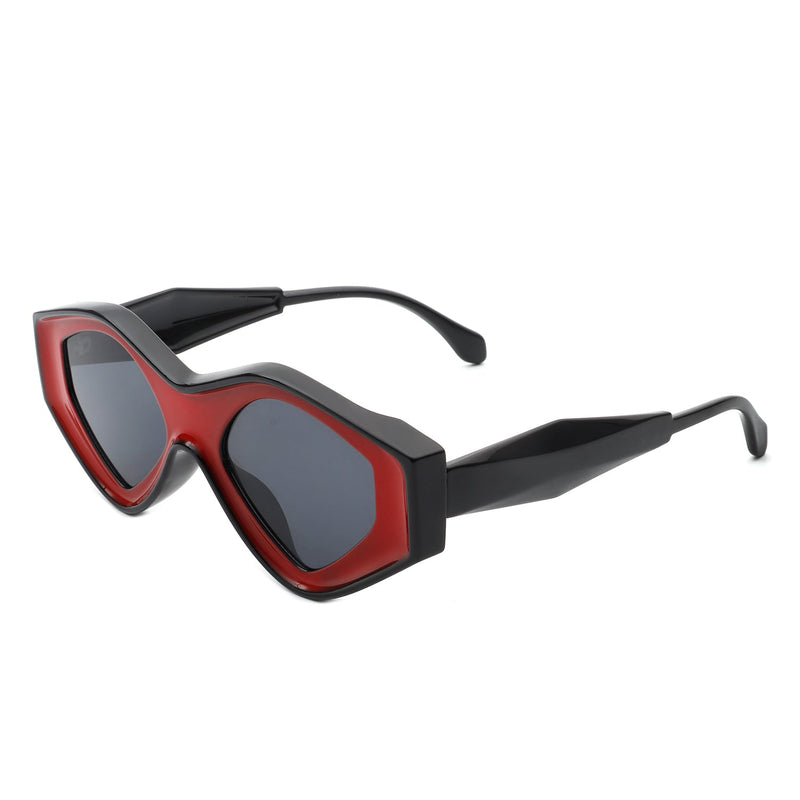 Rosedawn - Futuristic Square Retro Chunky Irregular Geometric Sunglasses-6