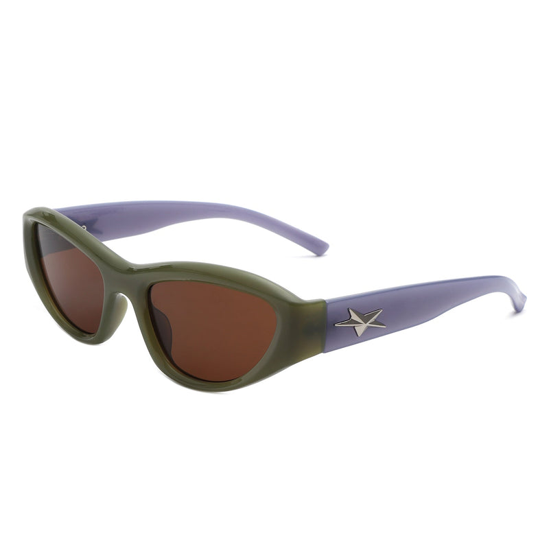 Starloft - Y2K Wrap Around Fashion Rectangle Sports Sunglasses-4