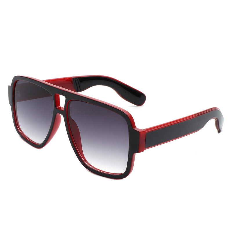 Stardawn - Retro Square Oversize Flat Top Tinted Aviator Sunglasses-5