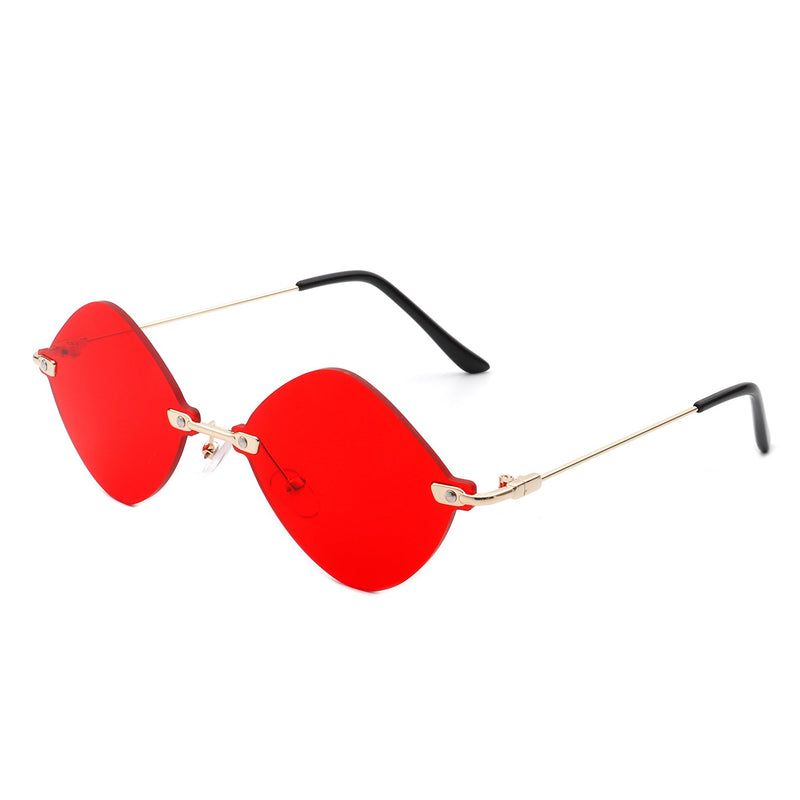 Bluewave - Rimless Retro Round Geometric Frameless Tinted Fashion Sunglasses-5