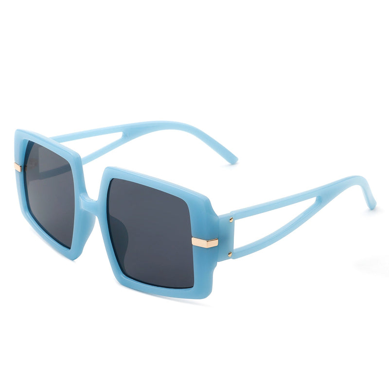 Jasmoria - Oversize Square Geometric Irregular Flat Top Women Sunglasses-0