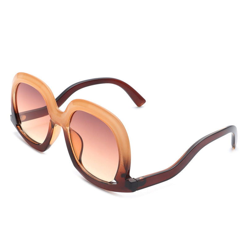 Lumisilk - Women Round Oversize Geometric Irregular Fashion Sunglasses-5