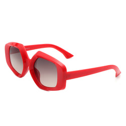 Yvaine - Oversize Geometric Fashion Hexagonal Flat Top Sunglasses-4