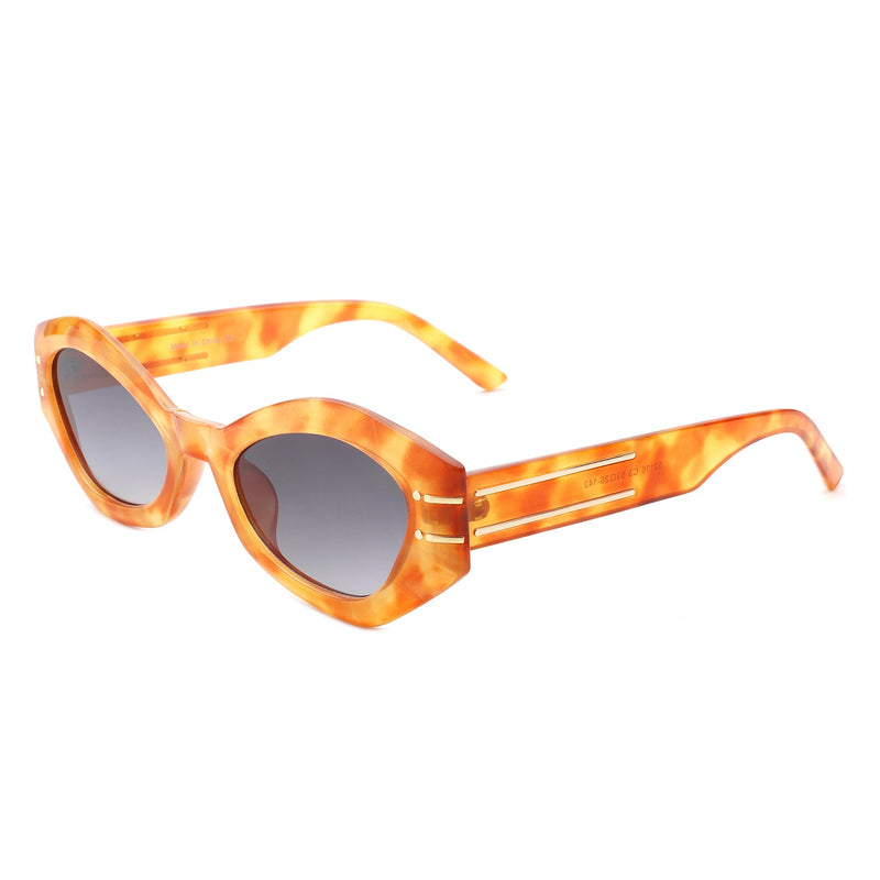 Elysiant - Geometric Oval Slim Fashion Round Cat Eye Sunglasses-4