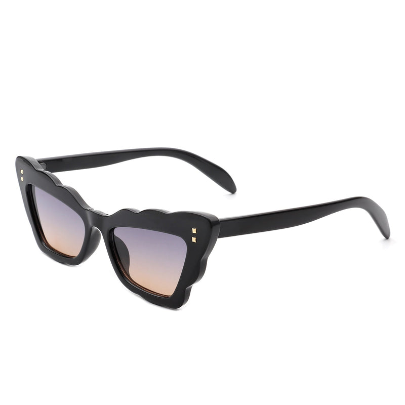 Radiance - Women Irregular Butterfly Wavy Frame Tinted Fashion Cat Eye Sunglasses-5