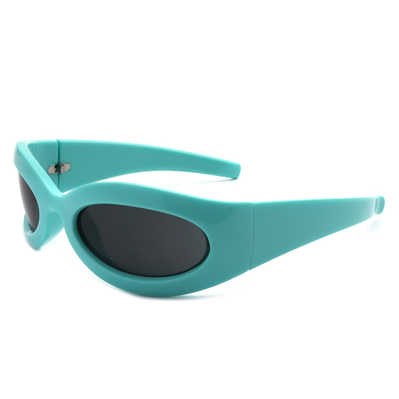 Albion - Oval Wrap Around Retro Round Fashion Sunglasses-5