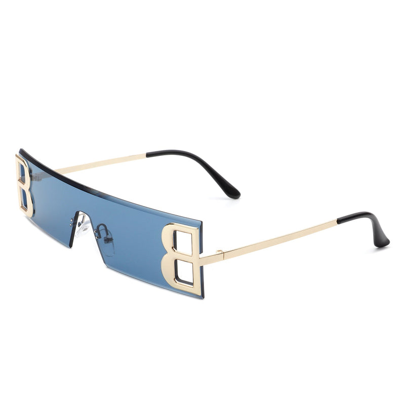 Rainbowx - Rimless Rectangle Flat Top Tinted Fashion Sunglasses-5