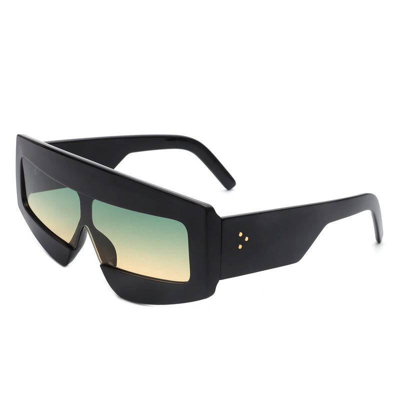 Celestia - Rectangle Chunky Oversize Square Tinted Flat Top Sunglasses-5