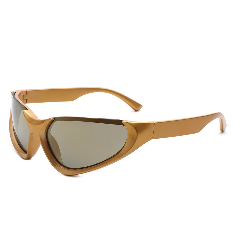 Dazzling - Rectangle Retro Fashion Wrap Around Sunglasses-5