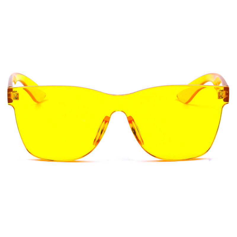 LEMOORE | Retro Flat Lens Candy Color Square Rimless Tinted Colorful Lenses Sunglasses-5