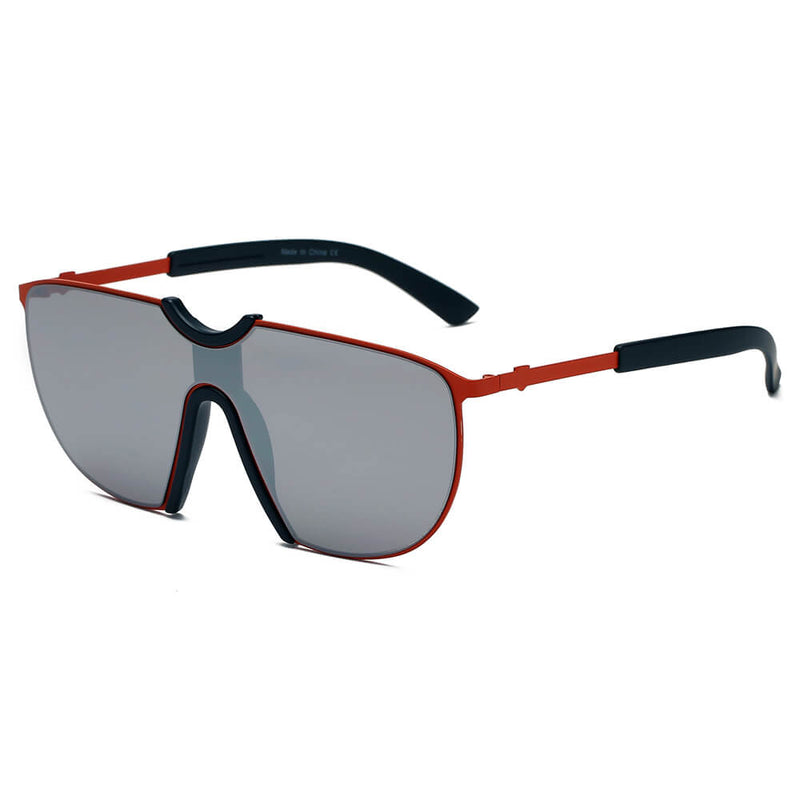 MACON | Large Oversized Unisex Single Lens Aviator Fashion Sunglasses-2