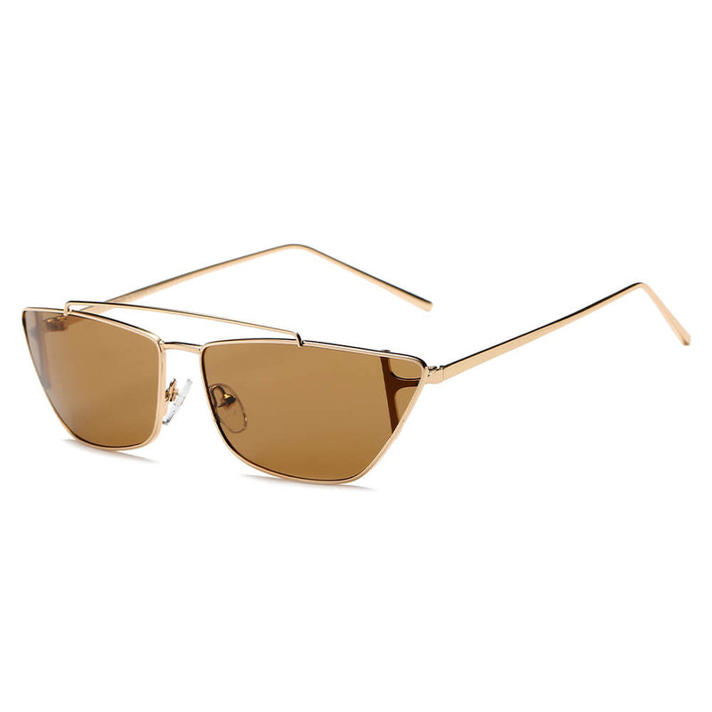 ESTEVAN | Women Metal Retro Flat Lens Rectangular Sunglasses-0