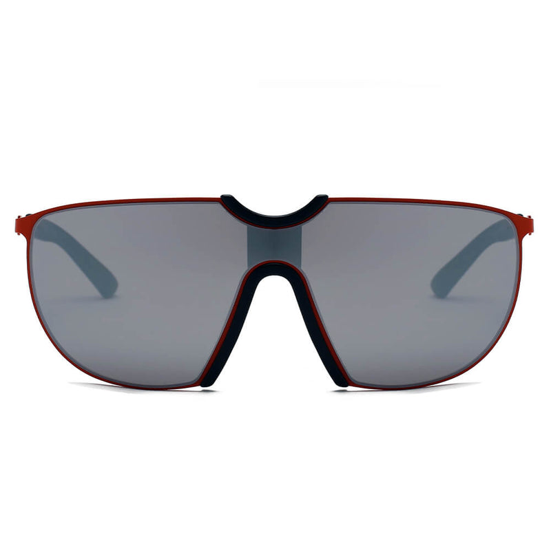 MACON | Large Oversized Unisex Single Lens Aviator Fashion Sunglasses-3