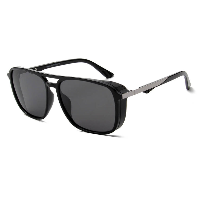 NAPA | Retro Vintage Flat Brow Bar Polarized Square Fashion Sunglasses-4