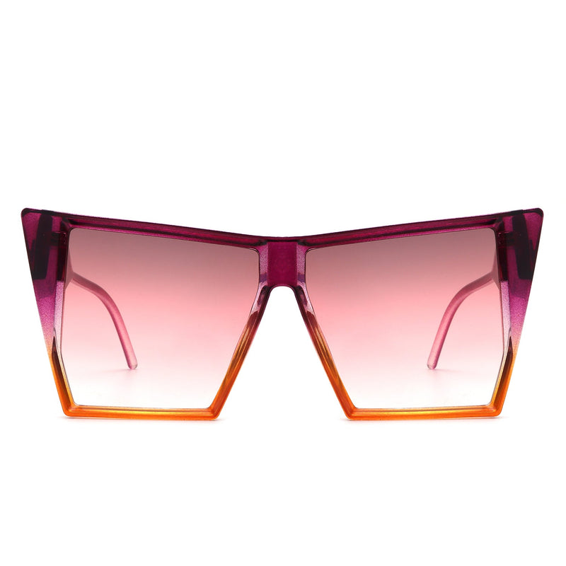 Skyhaste - Women Square Oversize Flat Top Fashion Sunglasses-1