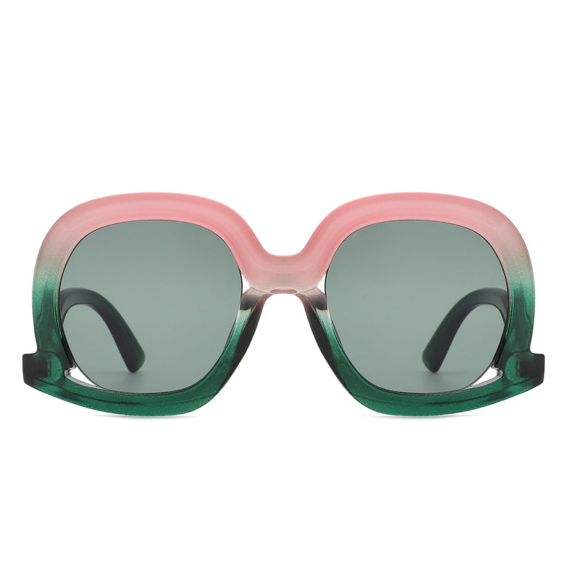 Lumisilk - Women Round Oversize Geometric Irregular Fashion Sunglasses-6