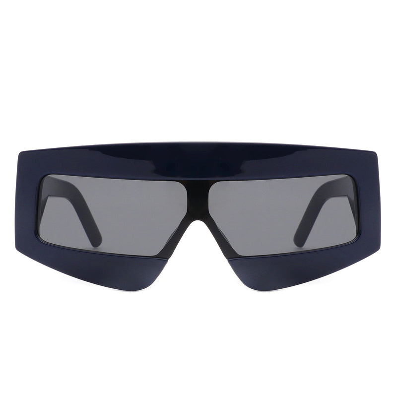 Celestia - Rectangle Chunky Oversize Square Tinted Flat Top Sunglasses-9