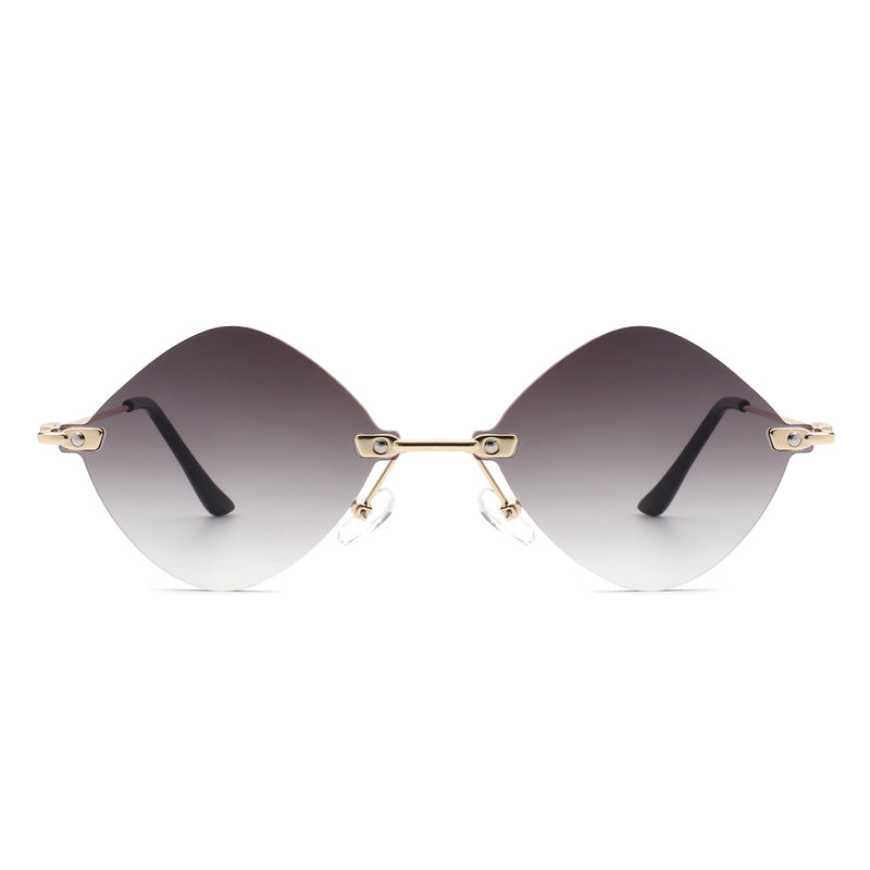 Bluewave - Rimless Retro Round Geometric Frameless Tinted Fashion Sunglasses-6