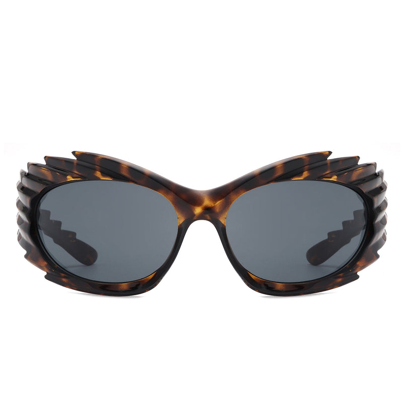 Sparkify - Wrap Around Oval Spike Oversize Fashion Sunglasses-6