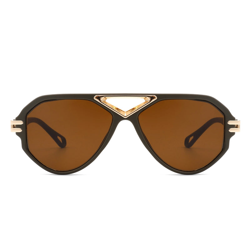 Unityth - Geometric Retro Round Vintage Fashion Aviator Sunglasses-6