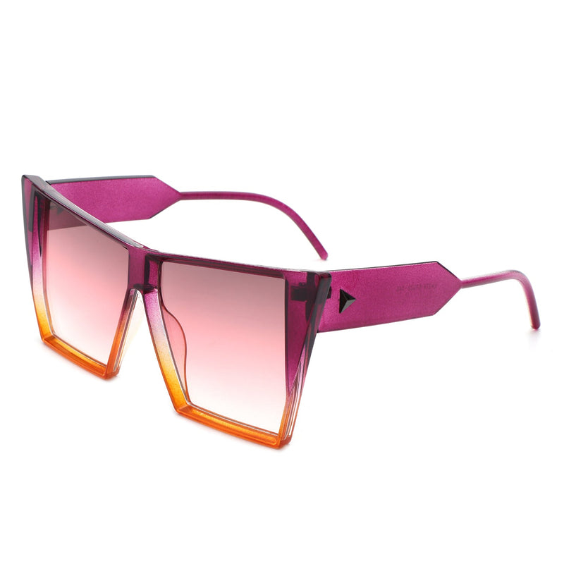 Skyhaste - Women Square Oversize Flat Top Fashion Sunglasses-0