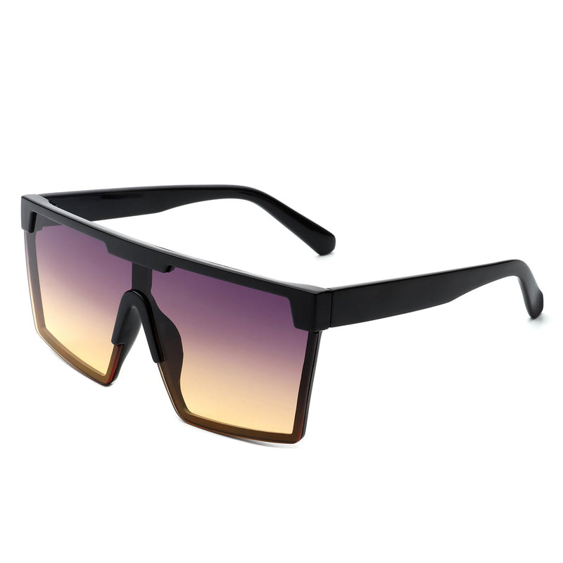 Vitalize - Oversize Retro Square Flat Top Tinted Fashion Women Sunglasses-0