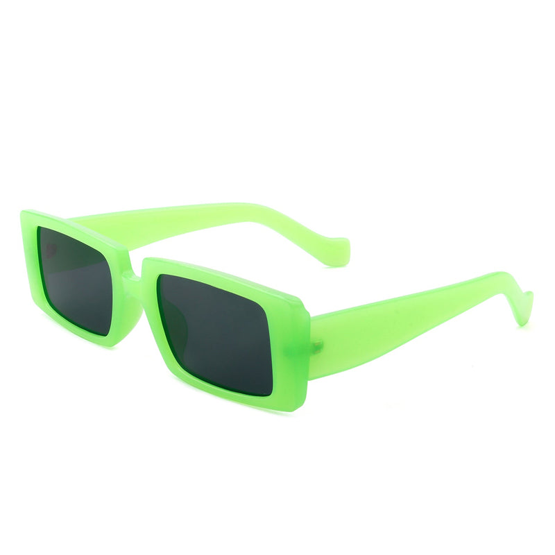 Oceanica -  Retro Rectangle Flat Top Fashion Tinted Square Sunglasses-7