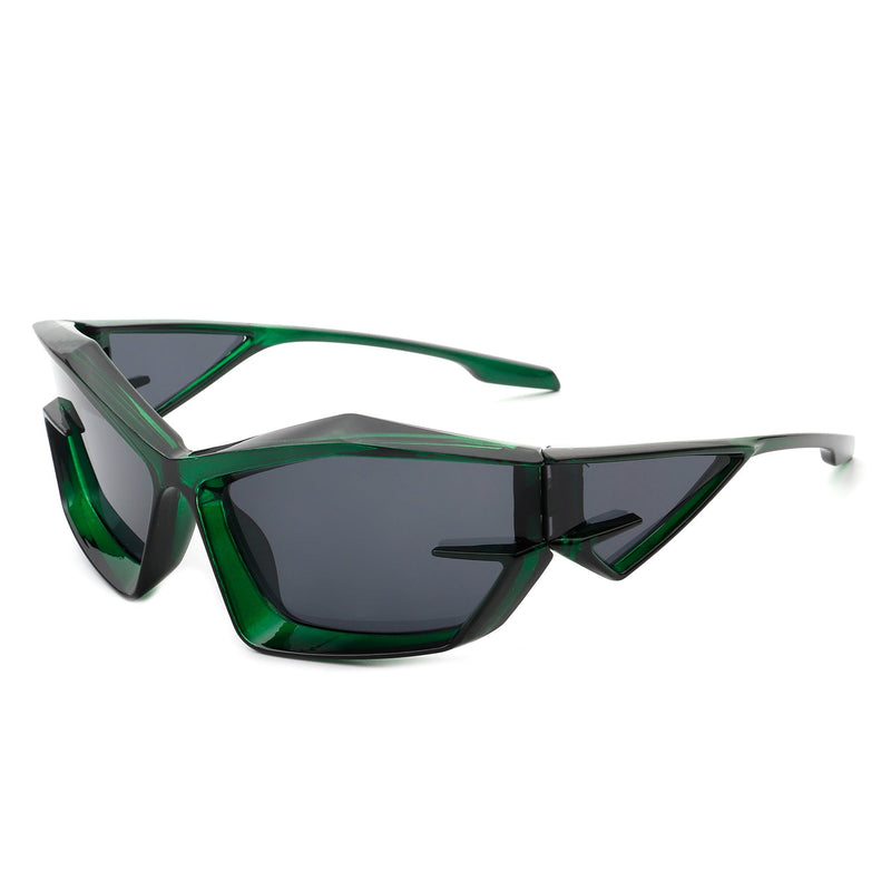 Pollich - Futuristic Rectangle Geometric Chunky Square Fashion Sunglasses-5