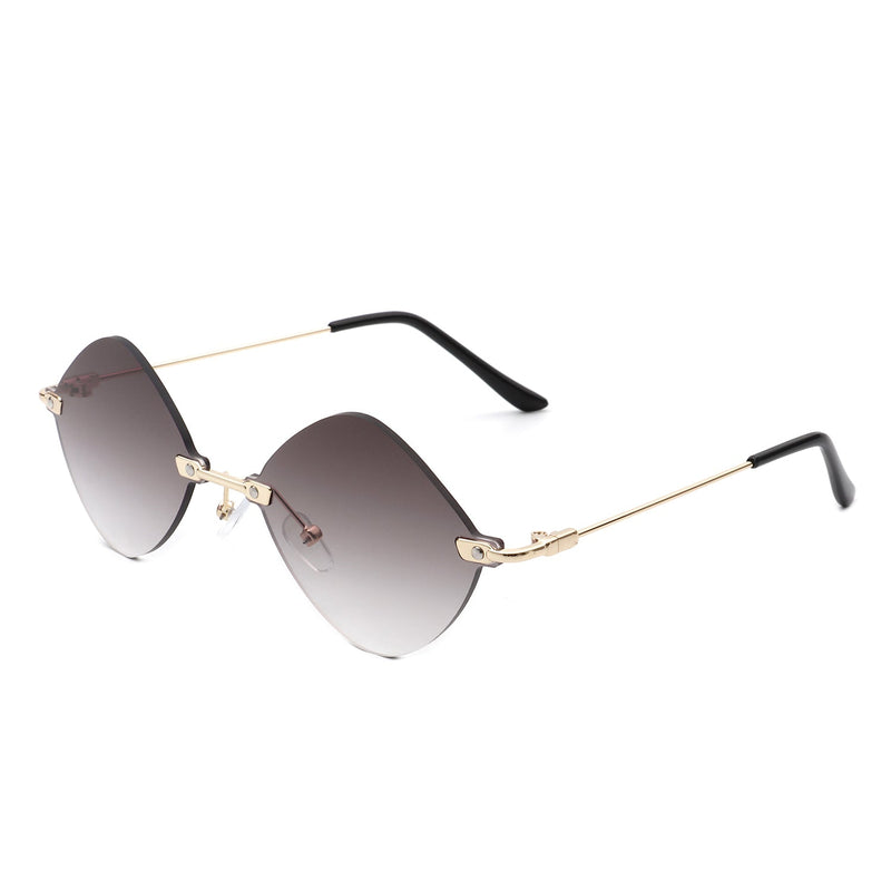 Bluewave - Rimless Retro Round Geometric Frameless Tinted Fashion Sunglasses-7